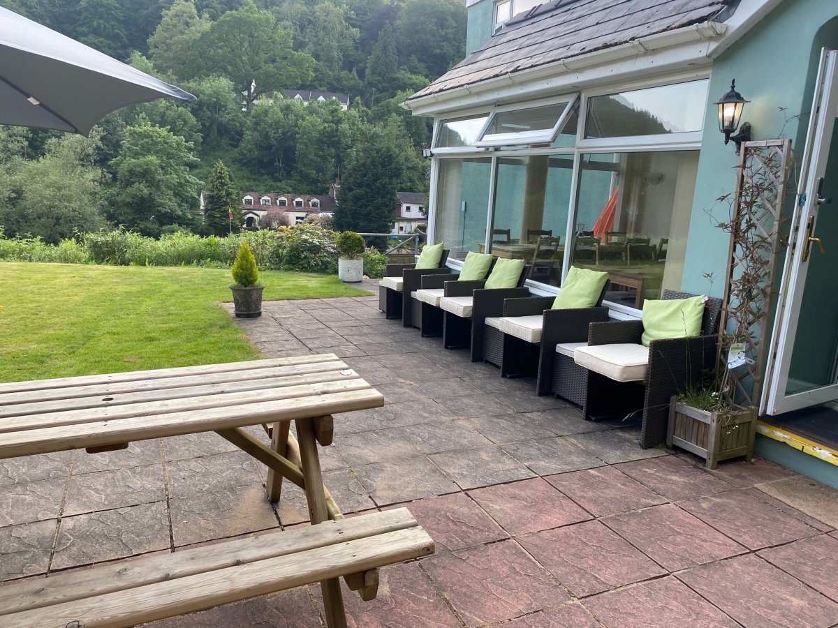 Terrace overlooking the the River Wye & Rapids